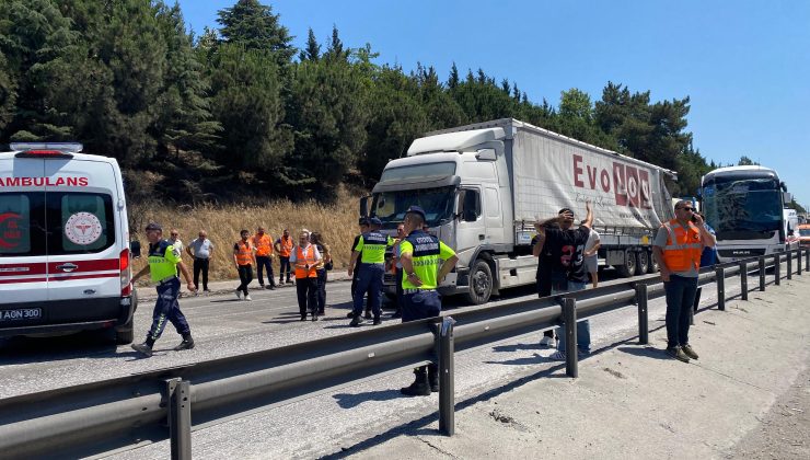 TEM’de 2 tır ve yolcu otobüsü kazaya karıştı