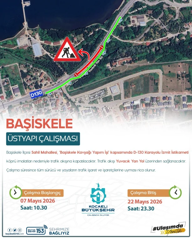 D-130 İzmit istikameti 22 Mayıs’a kadar kapalı!